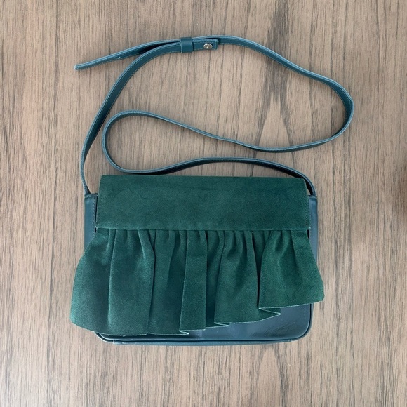 Marie Turnor The Ruffle Crossbody Handbag‎ Emerald Forrest Green Retail $398 - Picture 4 of 9